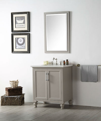 Image of 30" WOOD SINK VANITY WITH QUARTZ TOP-NO FAUCET IN WARM GREY WH7530-WG