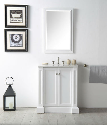 Image of 30" WOOD SINK VANITY WITH QUARTZ TOP-NO FAUCET IN WHITE WH7230-W