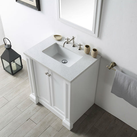 Image of 30" WOOD SINK VANITY WITH QUARTZ TOP-NO FAUCET IN WHITE WH7230-W