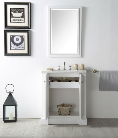 Image of 30" WOOD SINK VANITY WITH QUARTZ TOP-NO FAUCET IN WHITE WH7230-W