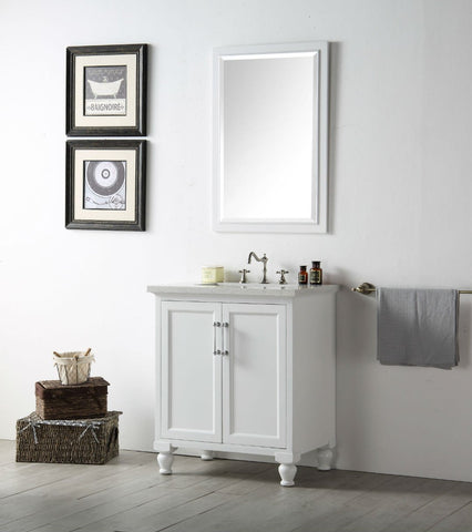 Image of 30" WOOD SINK VANITY WITH QUARTZ TOP-NO FAUCET IN WHITE WH7530-W