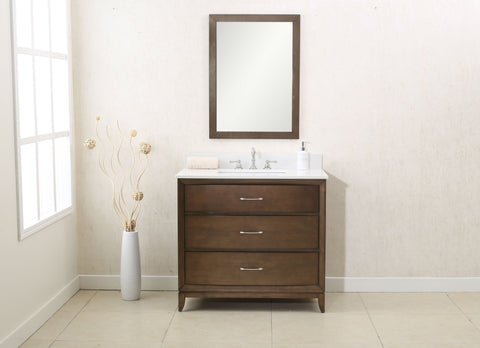 Image of 36" ANTIQUE COFFEE SINK VANITY WITH QUARTZ TOP WLF7030-36