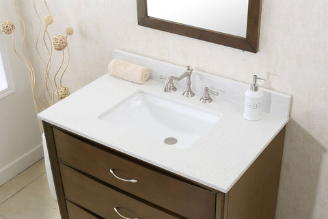 Image of 36" ANTIQUE COFFEE SINK VANITY WITH QUARTZ TOP WLF7030-36