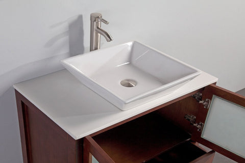 Image of 36" CHERRY SOLID WOOD SINK VANITY WITH MIRROR WA7836C