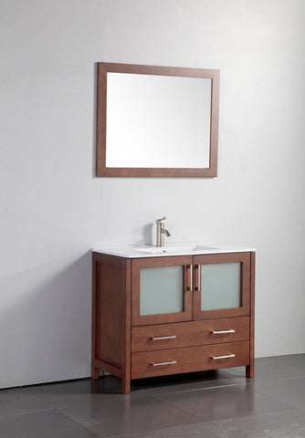 Image of 36" CHERRY SOLID WOOD SINK VANITY WITH MIRROR WA7936C