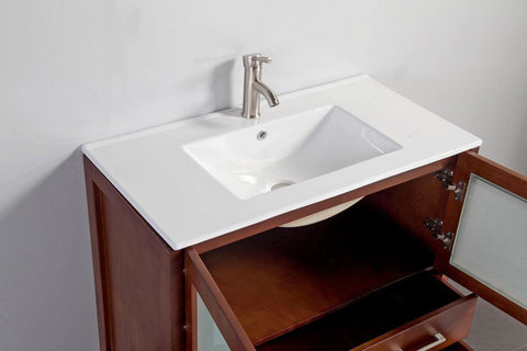 Image of 36" CHERRY SOLID WOOD SINK VANITY WITH MIRROR WA7936C