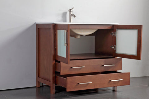Image of 36" CHERRY SOLID WOOD SINK VANITY WITH MIRROR WA7936C