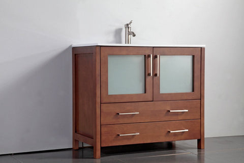 Image of 36" CHERRY SOLID WOOD SINK VANITY WITH MIRROR WA7936C