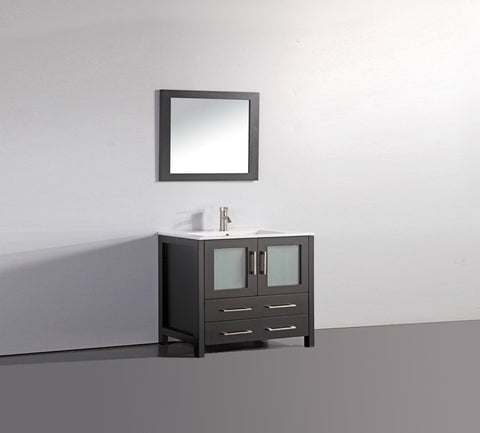 Image of 36" ESPRESSO SOLID WOOD SINK VANITY WITH MIRROR WA7936E
