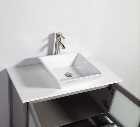 Image of 36" LIGHT GREY SOLID WOOD SINK VANITY WITH MIRROR WA7836LG