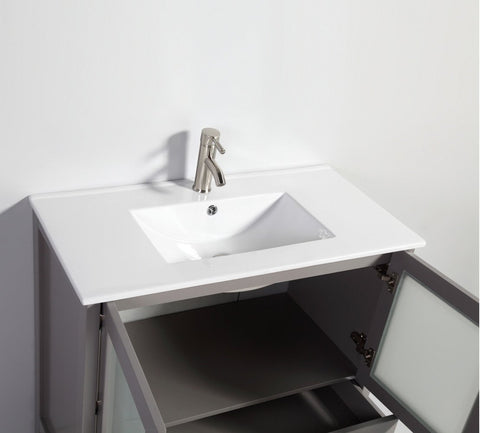 Image of 36" LIGHT GREY SOLID WOOD SINK VANITY WITH MIRROR WA7936LG