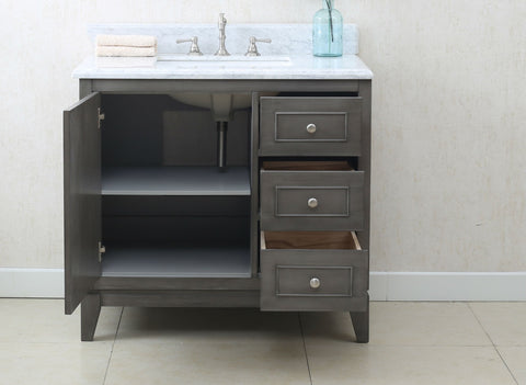 Image of 36" SILVER GRAY SINK VANITY CABINET MATCH WITH WLF6036-37 TOP, NO FAUCET WLF7034-36
