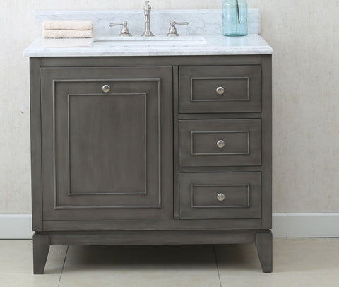 Image of 36" SILVER GRAY SINK VANITY CABINET MATCH WITH WLF6036-37 TOP, NO FAUCET WLF7034-36