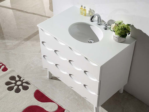 Image of 36" SOLID WOOD SINK VANITY WITH ARTIFICIAL STONE-NO FAUCET WH5036