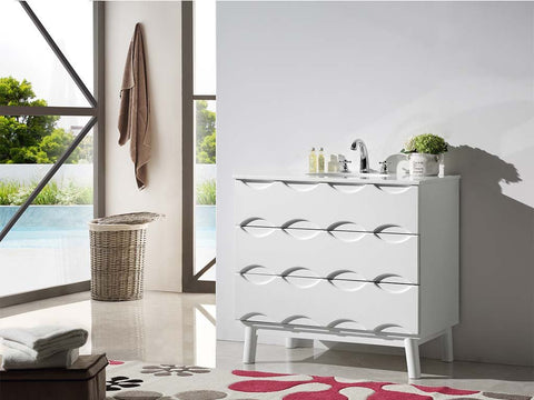 Image of 36" SOLID WOOD SINK VANITY WITH ARTIFICIAL STONE-NO FAUCET WH5036