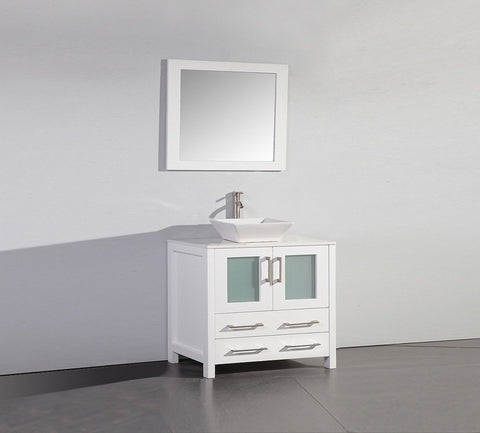 Image of 36" WHITE SOLID WOOD SINK VANITY WITH MIRROR WA7836W