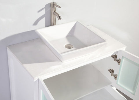 Image of 36" WHITE SOLID WOOD SINK VANITY WITH MIRROR WA7836W