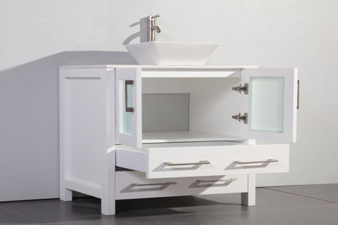 Image of 36" WHITE SOLID WOOD SINK VANITY WITH MIRROR WA7836W