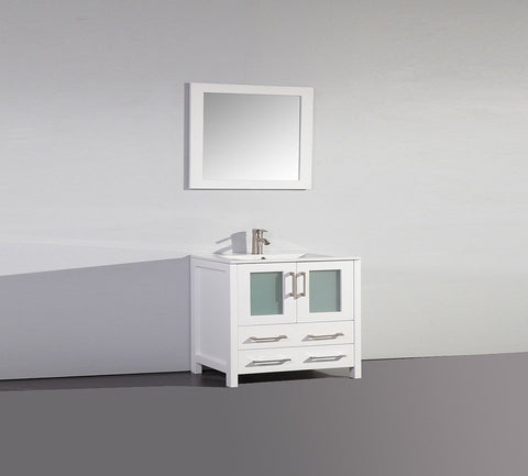Image of 36" WHITE SOLID WOOD SINK VANITY WITH MIRROR WA7936W