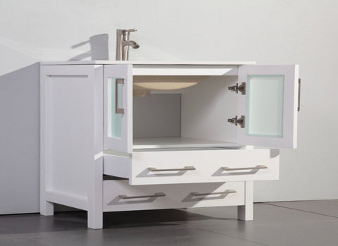 Image of 36" WHITE SOLID WOOD SINK VANITY WITH MIRROR WA7936W