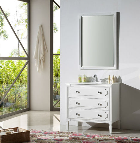 Image of 36" WOOD SINK VANITY WITH ARTIFICIAL STONE TOP-NO FAUCET WH6136