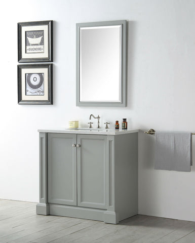 Image of 36" WOOD SINK VANITY WITH QUARTZ TOP-NO FAUCET IN COOL GREY WH7236-CG