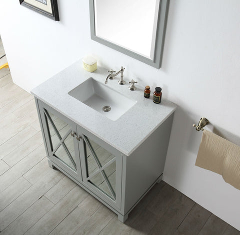 Image of 36" WOOD SINK VANITY WITH QUARTZ TOP-NO FAUCET IN COOL GREY WH7436-CG