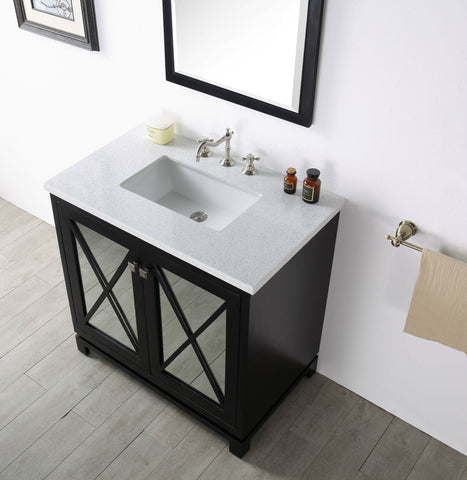 Image of 36" WOOD SINK VANITY WITH QUARTZ TOP-NO FAUCET IN ESPRESSO WH7436-E