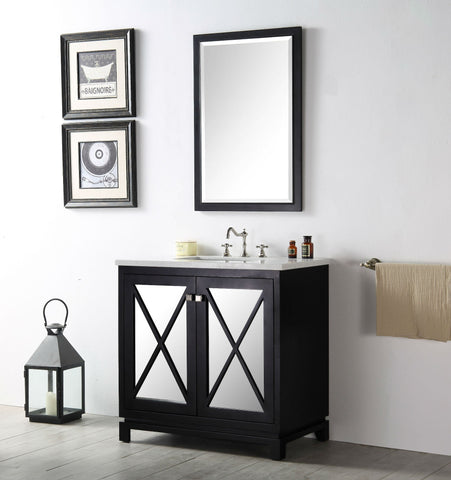 Image of 36" WOOD SINK VANITY WITH QUARTZ TOP-NO FAUCET IN ESPRESSO WH7436-E