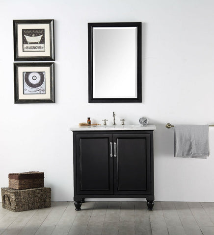 Image of 36" WOOD SINK VANITY WITH QUARTZ TOP-NO FAUCET IN ESPRESSO WH7536-E