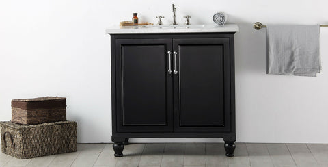 Image of 36" WOOD SINK VANITY WITH QUARTZ TOP-NO FAUCET IN ESPRESSO WH7536-E