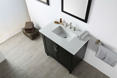 Image of 36" WOOD SINK VANITY WITH QUARTZ TOP-NO FAUCET IN ESPRESSO WH7536-E
