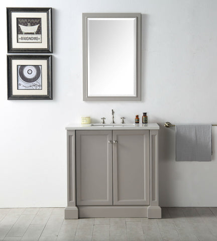 Image of 36" WOOD SINK VANITY WITH QUARTZ TOP-NO FAUCET IN WARM GREY WH7236-WG