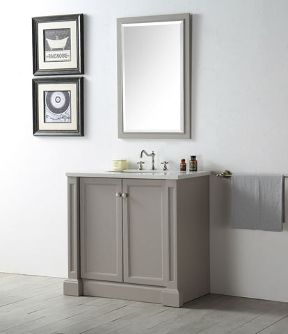 Image of 36" WOOD SINK VANITY WITH QUARTZ TOP-NO FAUCET IN WARM GREY WH7236-WG