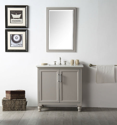 Image of 36" WOOD SINK VANITY WITH QUARTZ TOP-NO FAUCET IN WARM GREY WH7536-WG