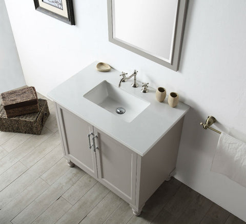 Image of 36" WOOD SINK VANITY WITH QUARTZ TOP-NO FAUCET IN WARM GREY WH7536-WG