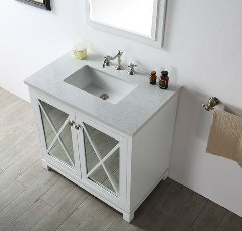 Image of 36" WOOD SINK VANITY WITH QUARTZ TOP-NO FAUCET IN WHITE WH7436-W