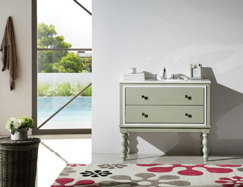 Image of 40.5" WOOD SINK VANITY WITH ARTIFICIAL STONE TOP-NO FAUCET WH6340