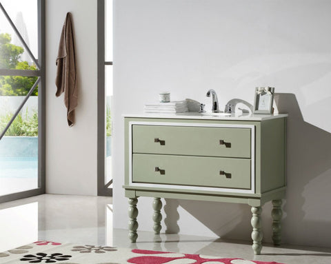 Image of 40.5" WOOD SINK VANITY WITH ARTIFICIAL STONE TOP-NO FAUCET WH6340