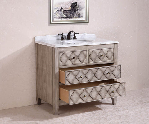 Image of 40" SOLID WOOD SINK VANITY WITH MARBLE TOP-NO FAUCET AND BACKSPLASH WH3940