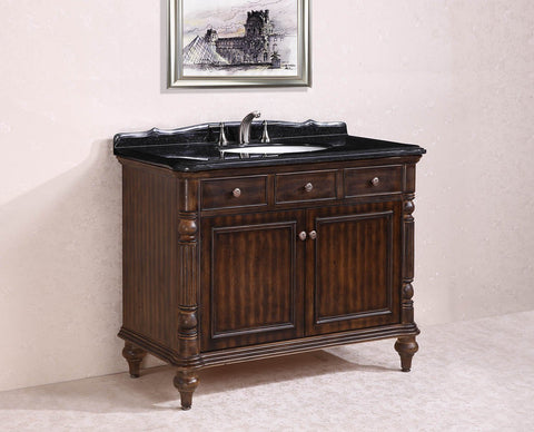 Image of 47" SOLID WOOD SINK VANITY WITH GRANITE TOP-NO FAUCET AND BACKSPLASH WH2747-WALNUT