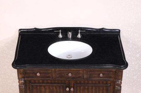 Image of 47" SOLID WOOD SINK VANITY WITH GRANITE TOP-NO FAUCET AND BACKSPLASH WH2747-WALNUT
