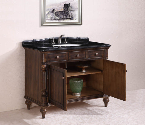 Image of 47" SOLID WOOD SINK VANITY WITH GRANITE TOP-NO FAUCET AND BACKSPLASH WH2747-WALNUT