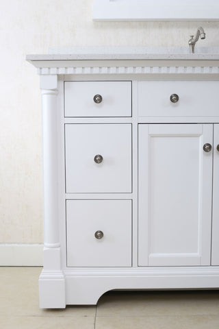 Image of 48" ANTIQUE COFFEE SINK VANITY WITH CARRARA WHITE TOP AND MATCHING BACKSPLASH WITHOUT FAUCET WLF6036-48"