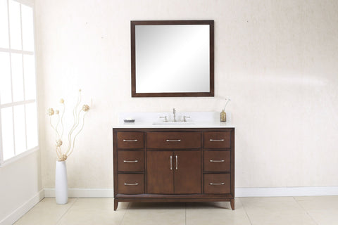 Image of 48" ANTIQUE COFFEE SINK VANITY WITH QUARTZ TOP, NO FAUCET WLF7030-48