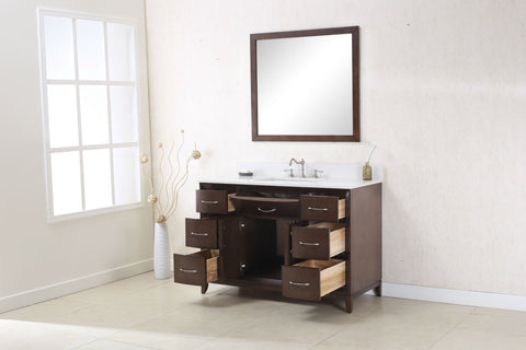 Image of 48" ANTIQUE COFFEE SINK VANITY WITH QUARTZ TOP, NO FAUCET WLF7030-48