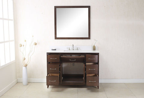 Image of 48" ANTIQUE COFFEE SINK VANITY WITH QUARTZ TOP, NO FAUCET WLF7030-48