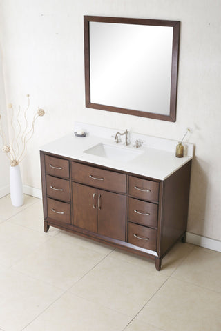 Image of 48" ANTIQUE COFFEE SINK VANITY WITH QUARTZ TOP, NO FAUCET WLF7030-48