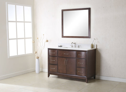 Image of 48" ANTIQUE COFFEE SINK VANITY WITH QUARTZ TOP, NO FAUCET WLF7030-48