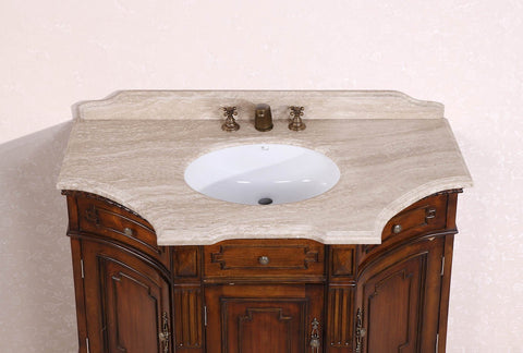 Image of 48" SOLID WOOD SINK VANITY WITH TRAVERTINE-NO FAUCET AND BACKSPLASH WH2048